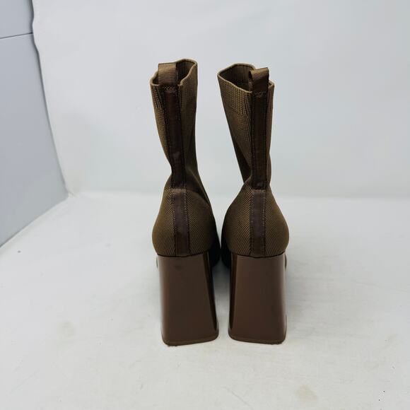 ZARA Knit Sock Ankle Boots Brown Block Heel Pointed Toe Size 41 EU / 10 US - Picture 6 of 12